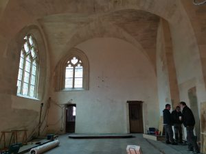 restauration de la sacristie après l'incendie